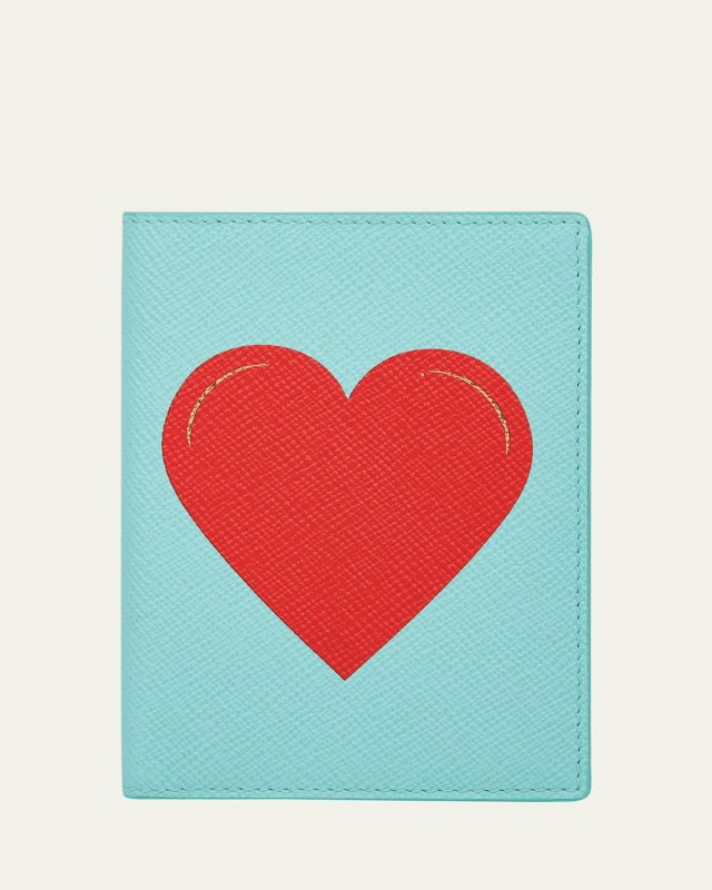 Heart Charm Passport Cover in Panama Leather